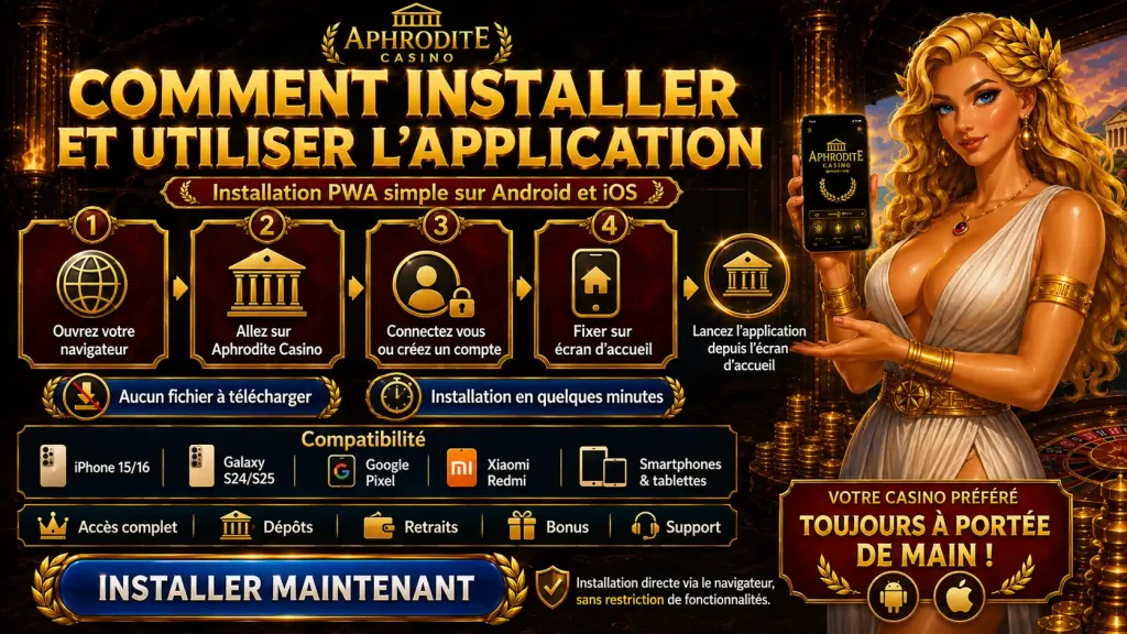 Installation de l'application Aphrodite Casino